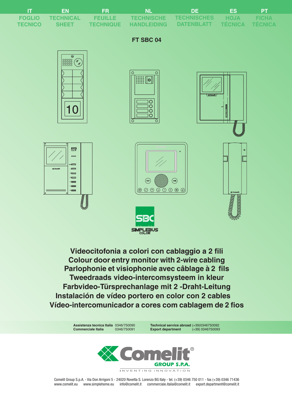 Comelit FT SBC 04 User Manual | 44 pages