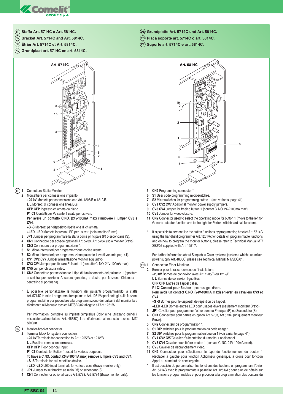 Comelit FT SBC 04 User Manual | Page 14 / 44