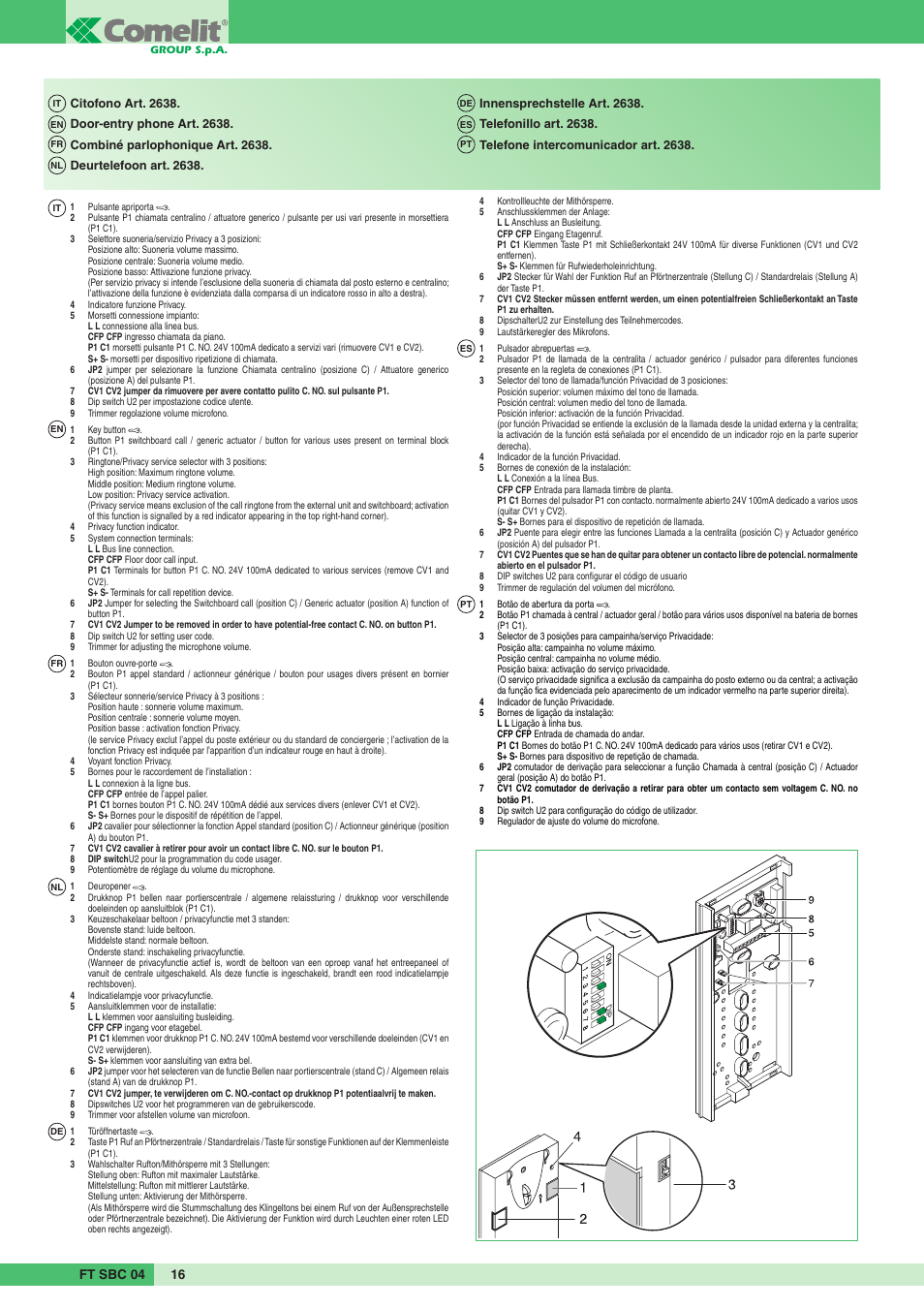 Comelit FT SBC 04 User Manual | Page 16 / 44