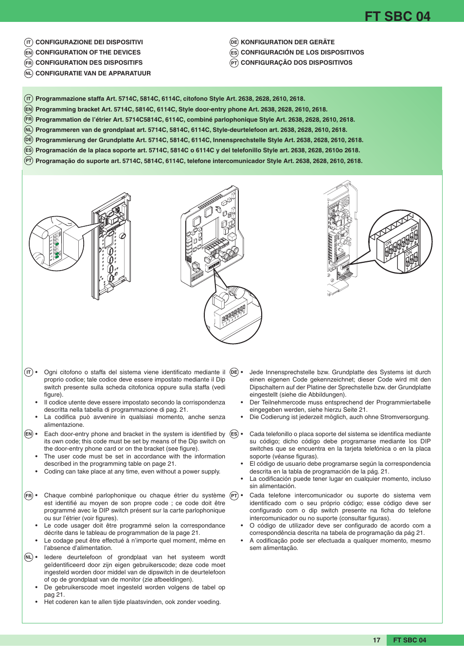 Ft sbc 04 | Comelit FT SBC 04 User Manual | Page 17 / 44