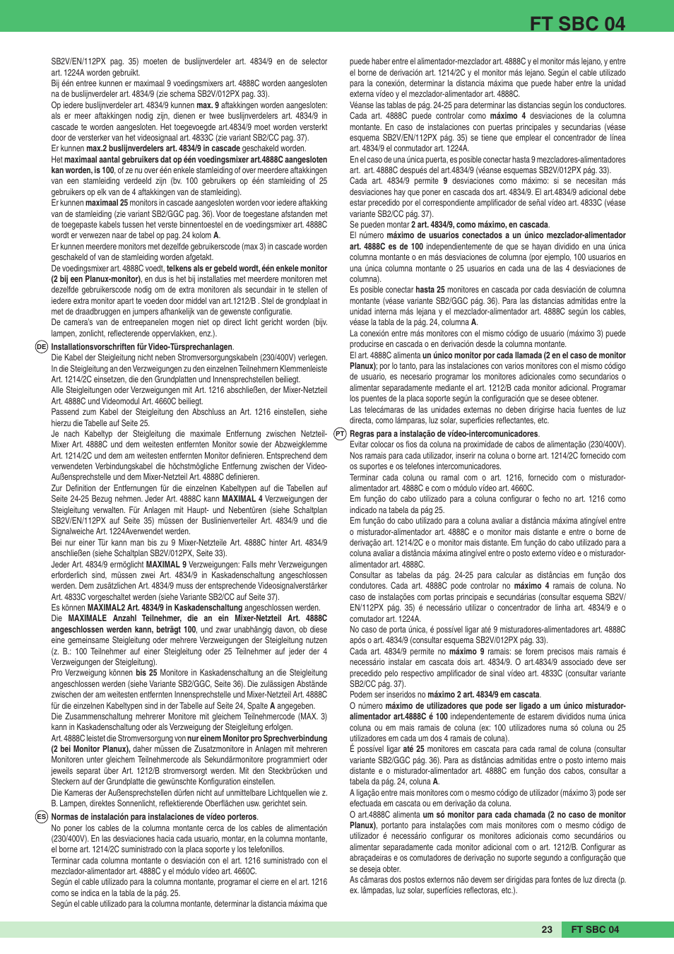 Ft sbc 04 | Comelit FT SBC 04 User Manual | Page 23 / 44