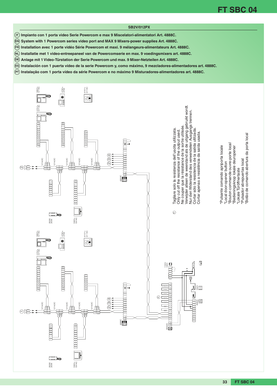 Ft sbc 04, Ft sbc 04 33, Sb2v/012px | Comelit FT SBC 04 User Manual | Page 33 / 44