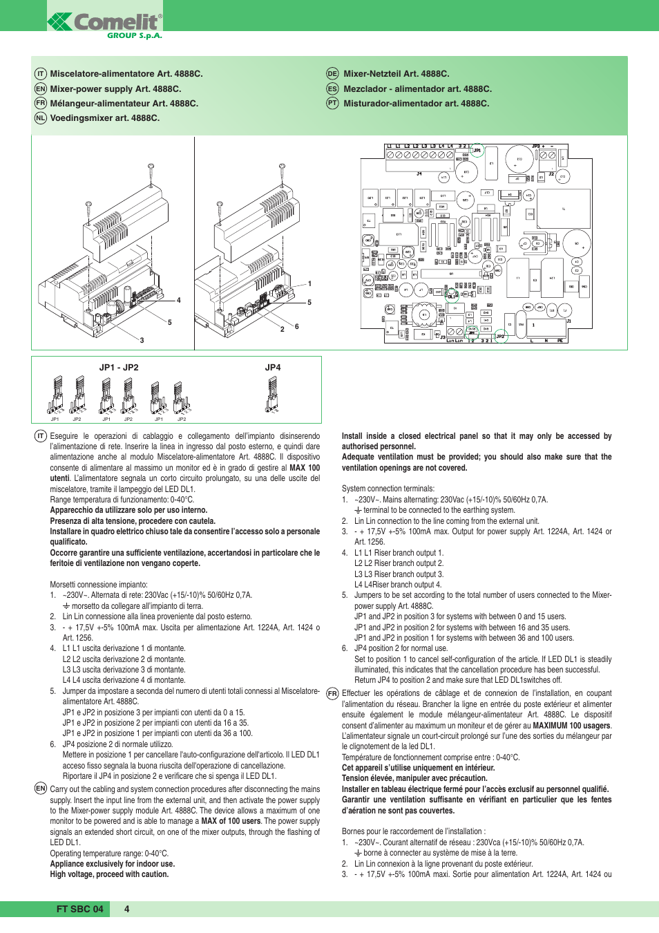 Comelit FT SBC 04 User Manual | Page 4 / 44