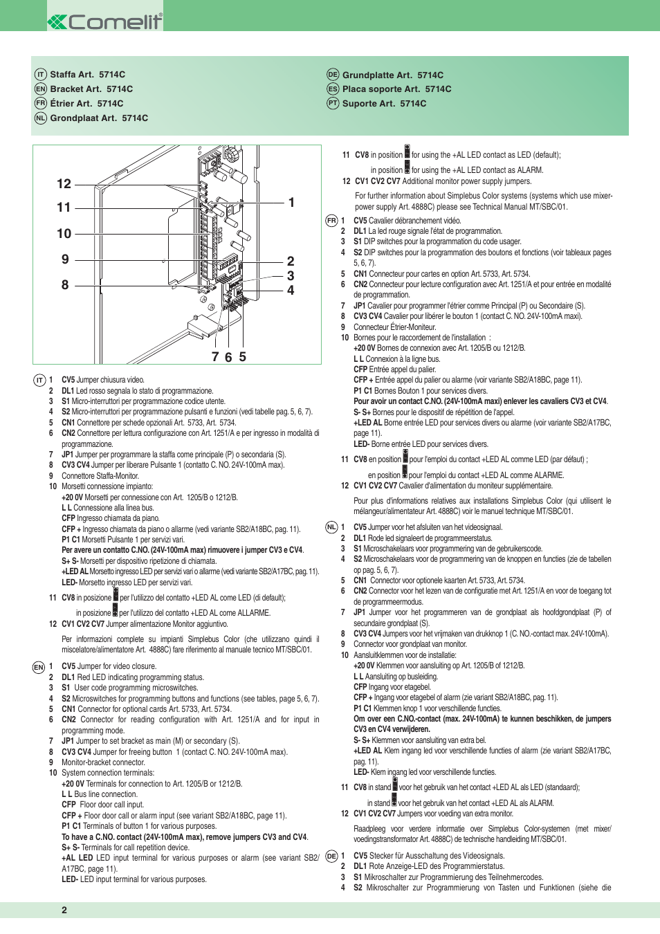 Comelit FT SBC 04 INT User Manual | Page 2 / 12