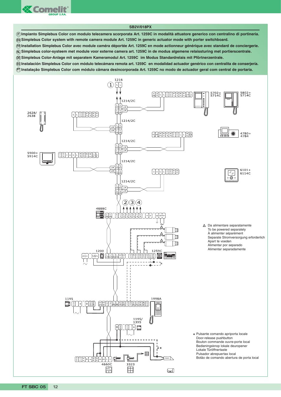 Comelit FT SBC 05 User Manual | Page 12 / 16