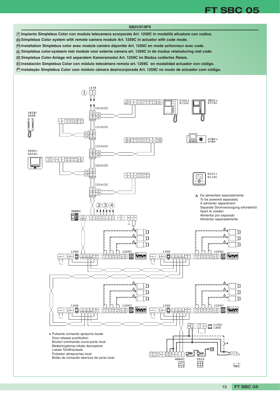 Ft sbc 05 | Comelit FT SBC 05 User Manual | Page 13 / 16