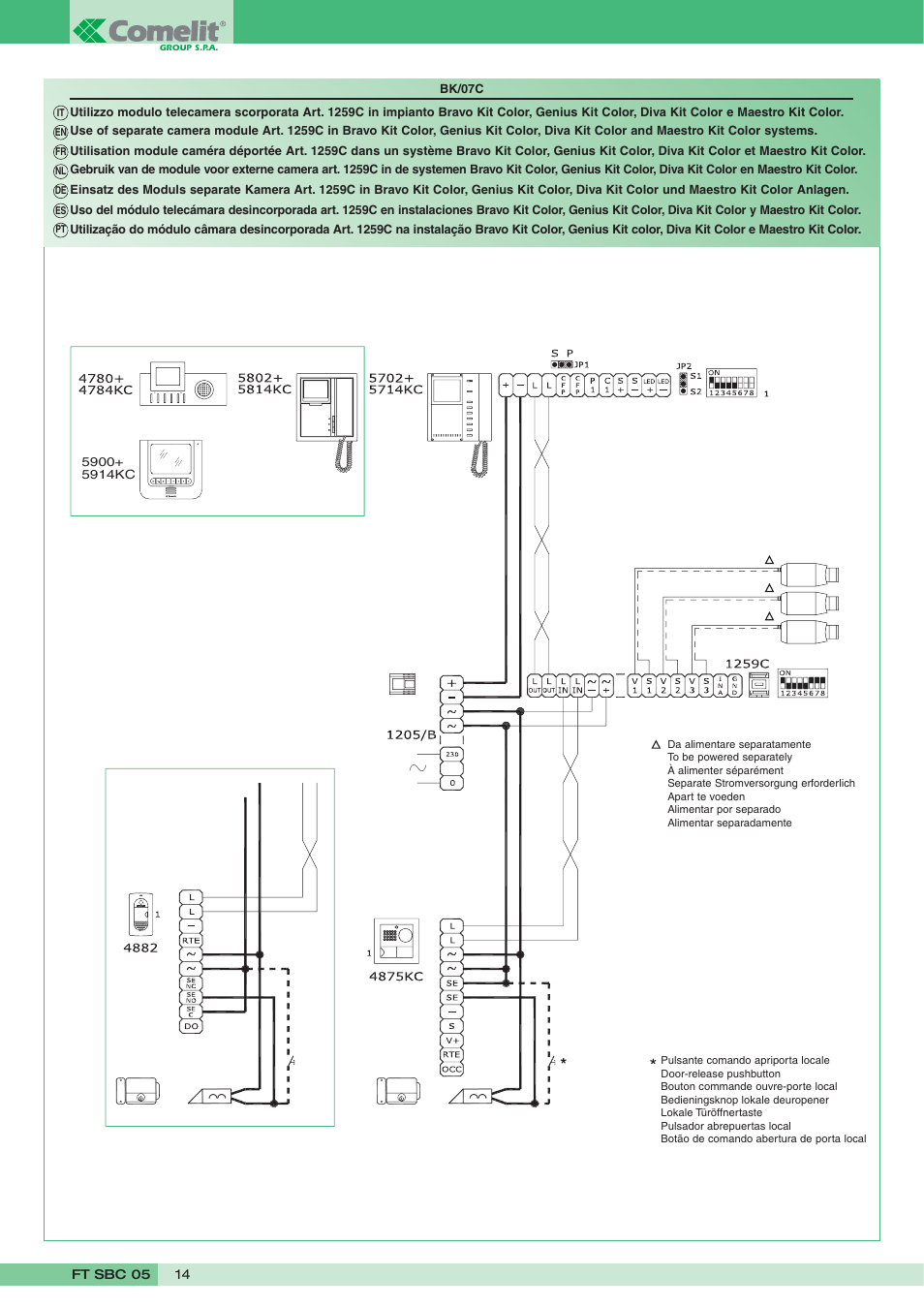 Comelit FT SBC 05 User Manual | Page 14 / 16