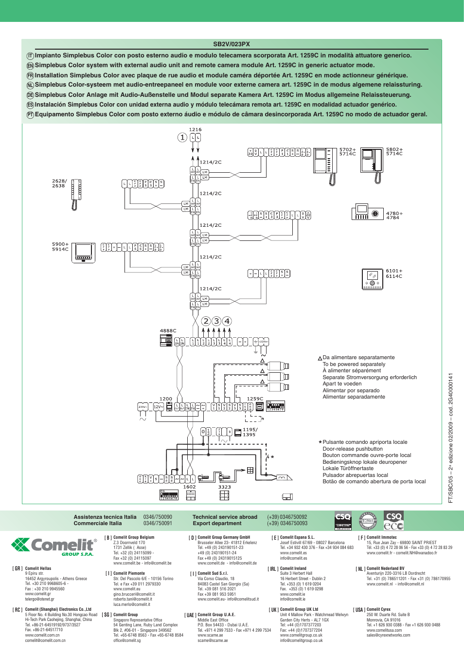 Comelit FT SBC 05 User Manual | Page 16 / 16