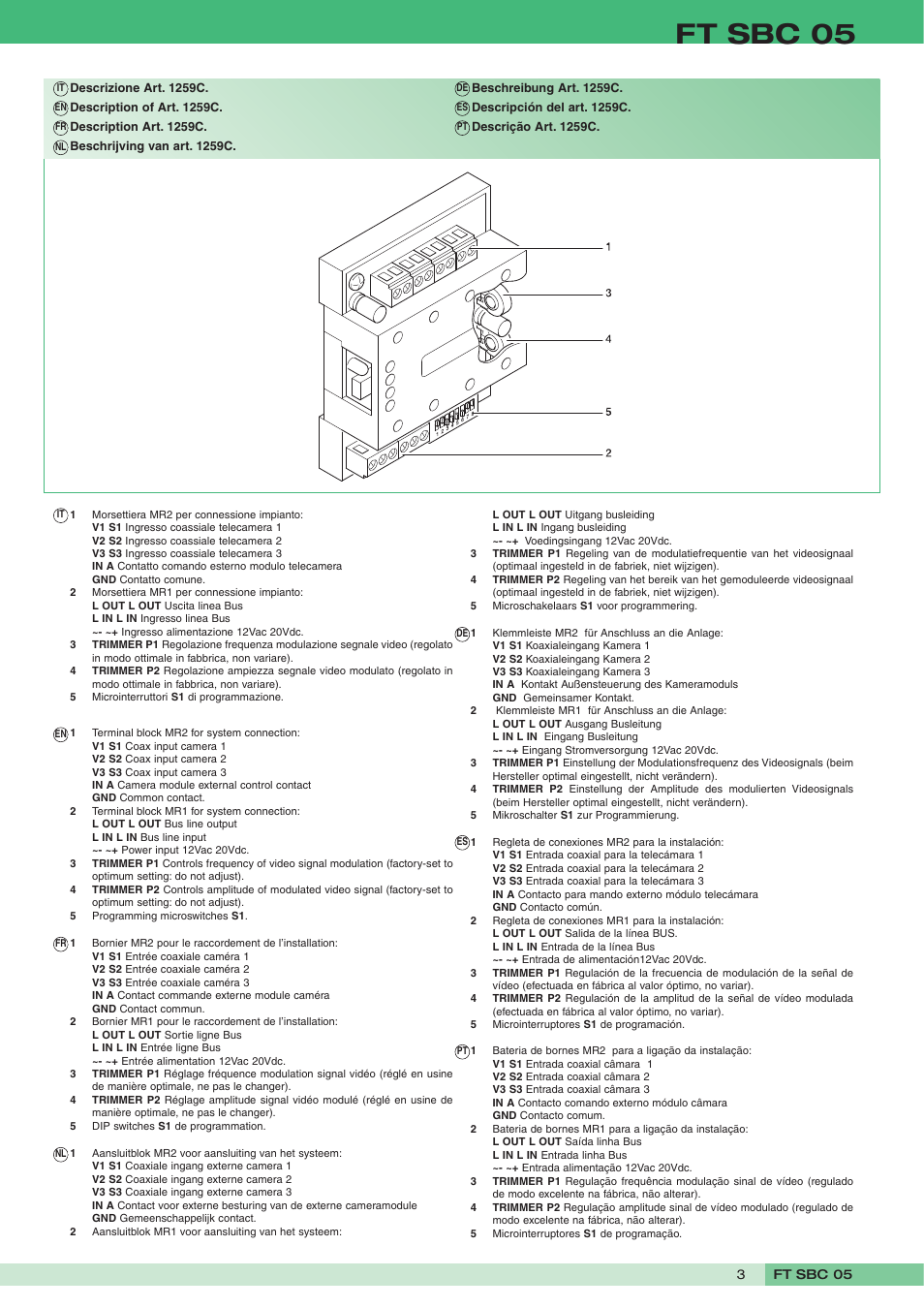 Ft sbc 05 | Comelit FT SBC 05 User Manual | Page 3 / 16