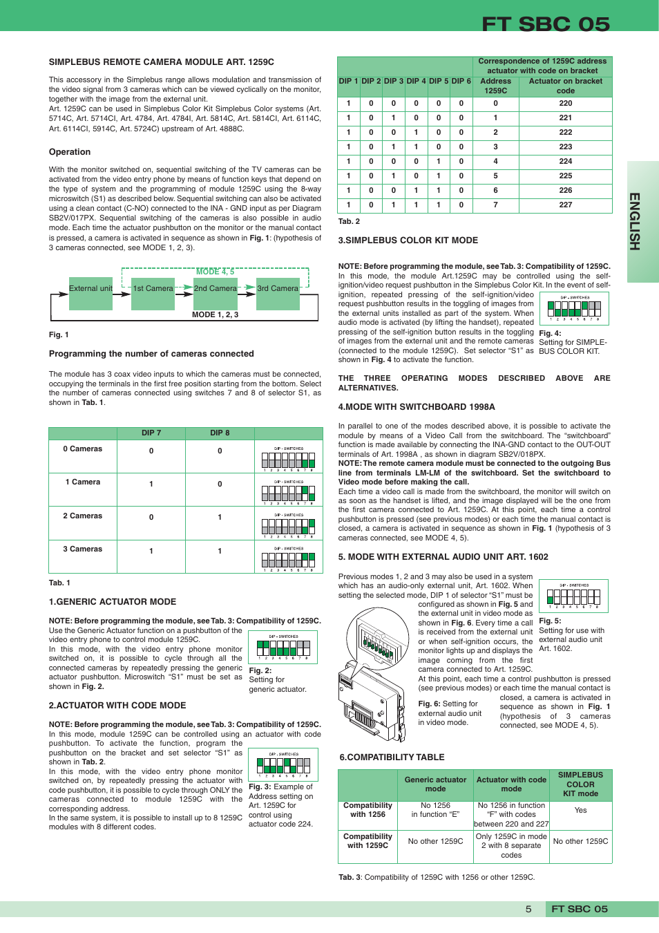 Ft sbc 05, English | Comelit FT SBC 05 User Manual | Page 5 / 16