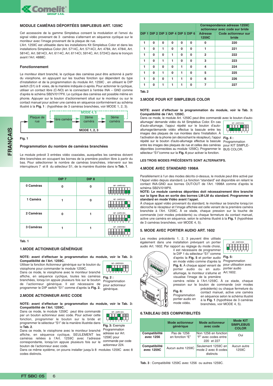 Français | Comelit FT SBC 05 User Manual | Page 6 / 16