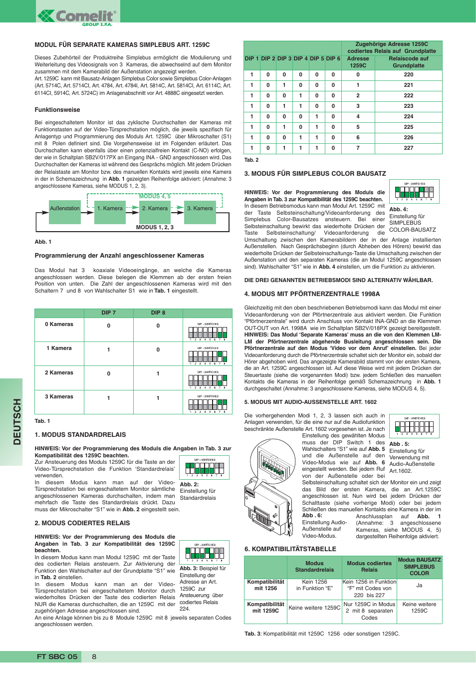 Deutsch | Comelit FT SBC 05 User Manual | Page 8 / 16