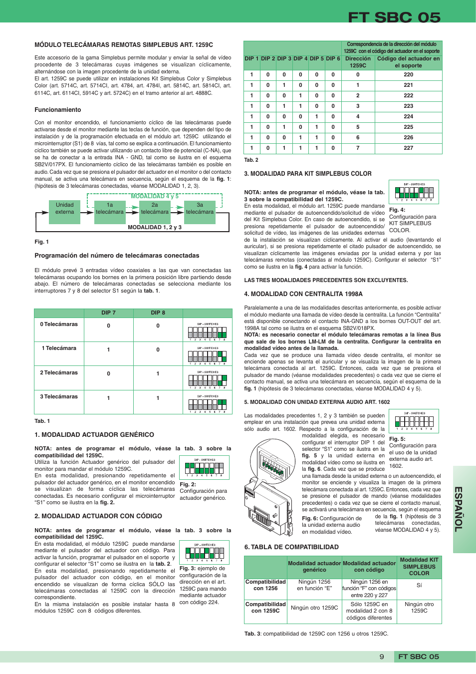 Ft sbc 05, Esp añol | Comelit FT SBC 05 User Manual | Page 9 / 16