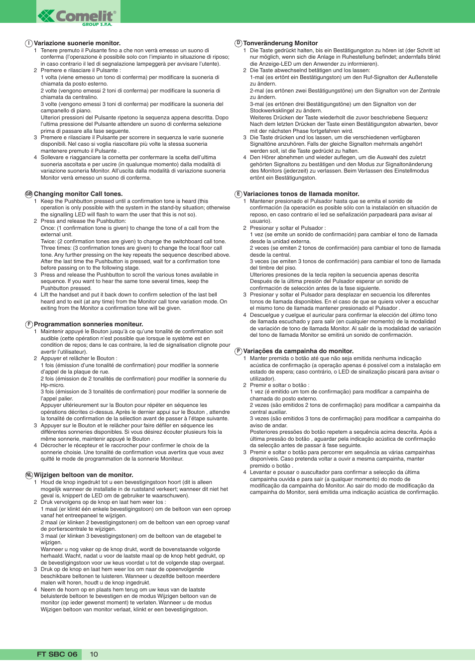 Comelit FT SBC 06 User Manual | Page 10 / 16