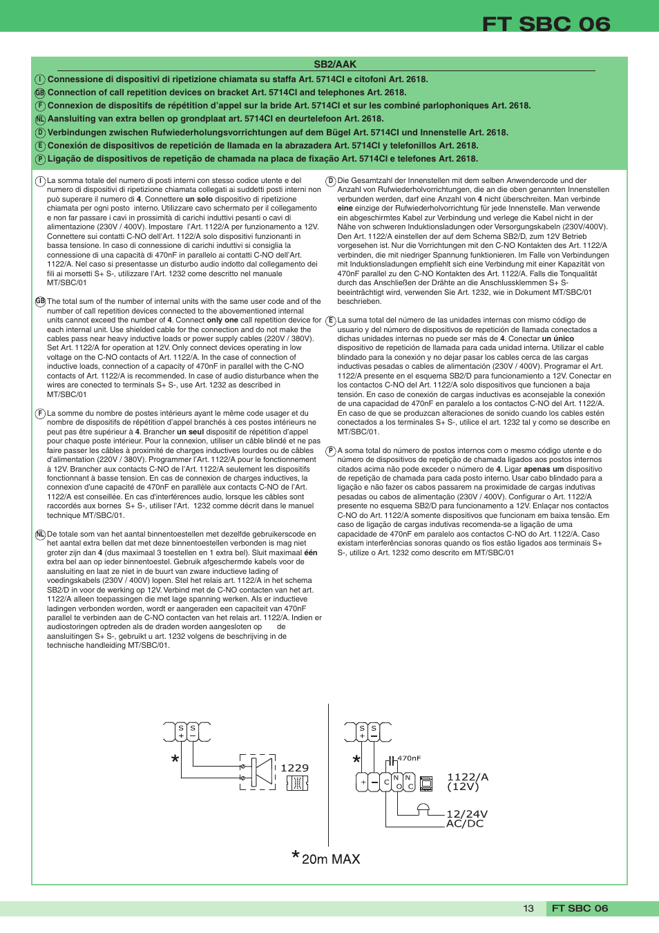 Ft sbc 06 | Comelit FT SBC 06 User Manual | Page 13 / 16