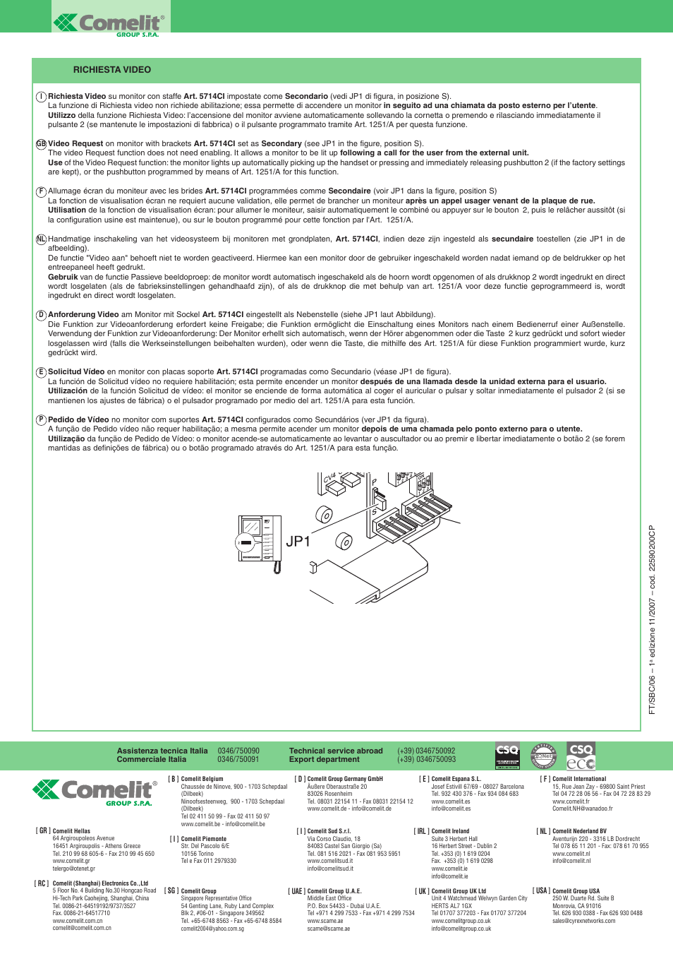 Comelit FT SBC 06 User Manual | Page 16 / 16