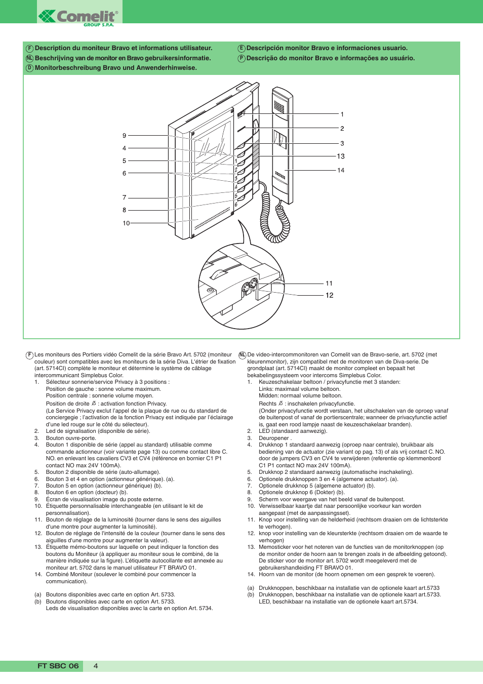 Comelit FT SBC 06 User Manual | Page 4 / 16