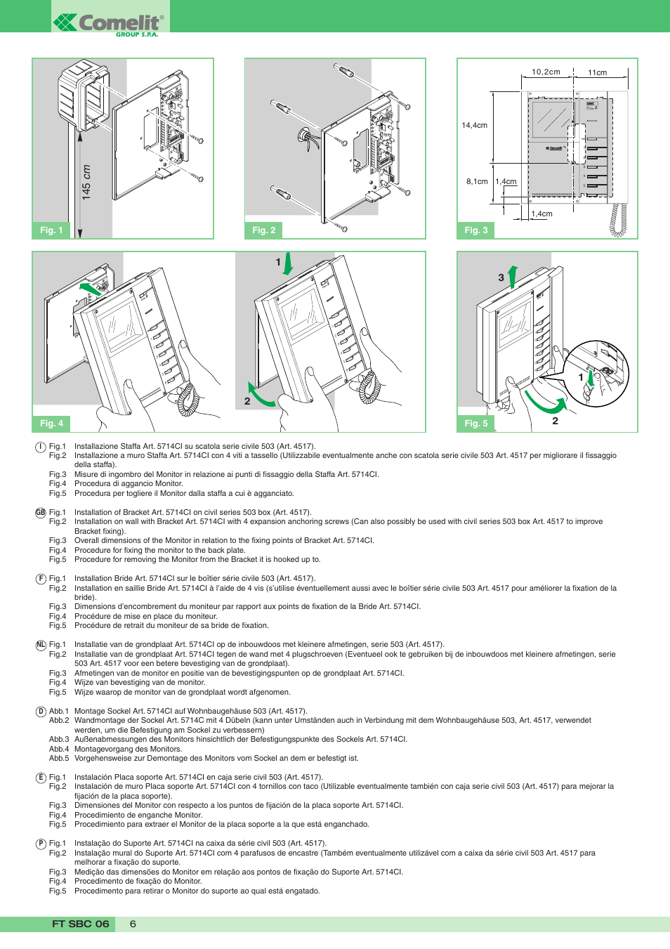 145 c m | Comelit FT SBC 06 User Manual | Page 6 / 16