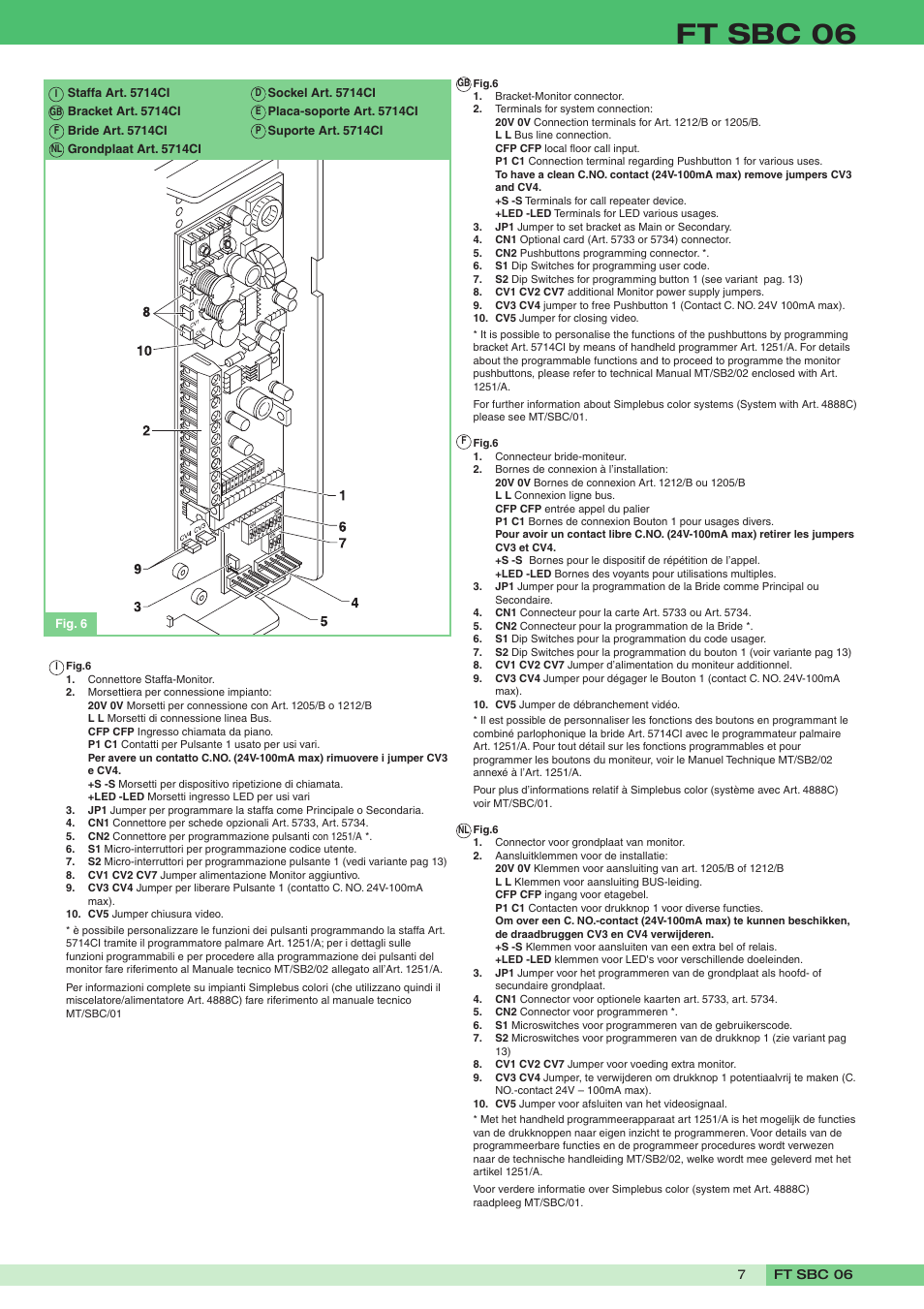 Ft sbc 06 | Comelit FT SBC 06 User Manual | Page 7 / 16