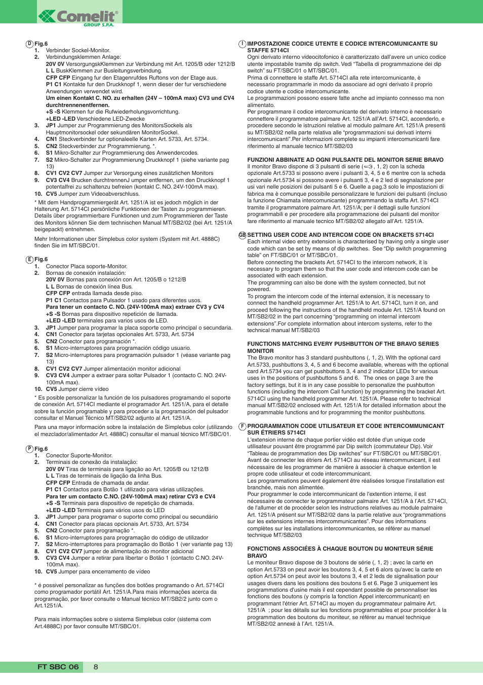 Comelit FT SBC 06 User Manual | Page 8 / 16