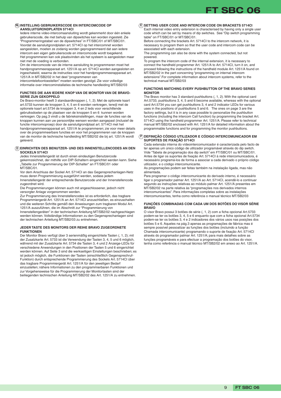 Ft sbc 06 | Comelit FT SBC 06 User Manual | Page 9 / 16