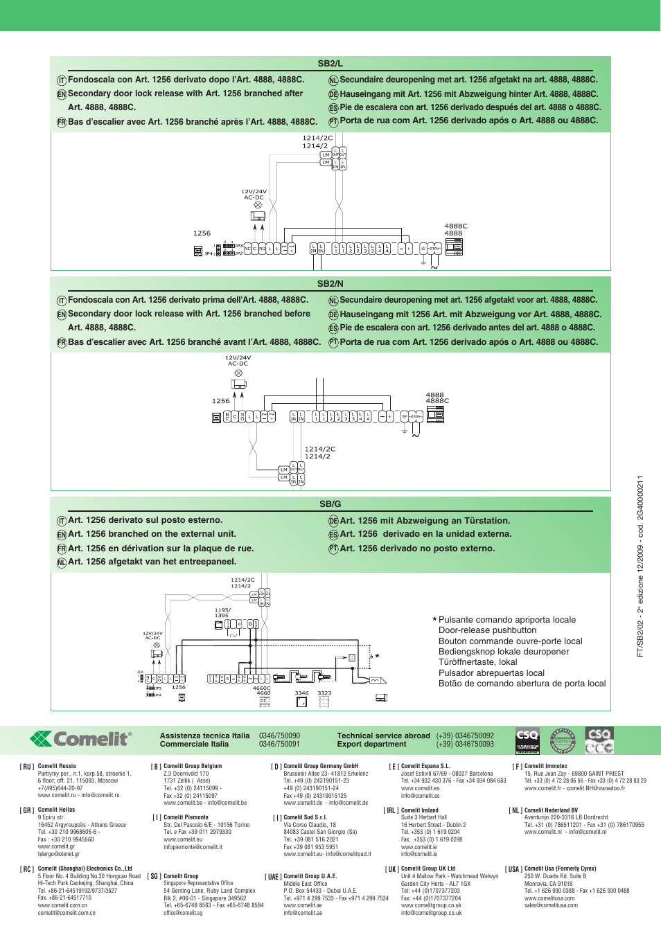 Comelit FT SB2 02 User Manual | Page 16 / 16