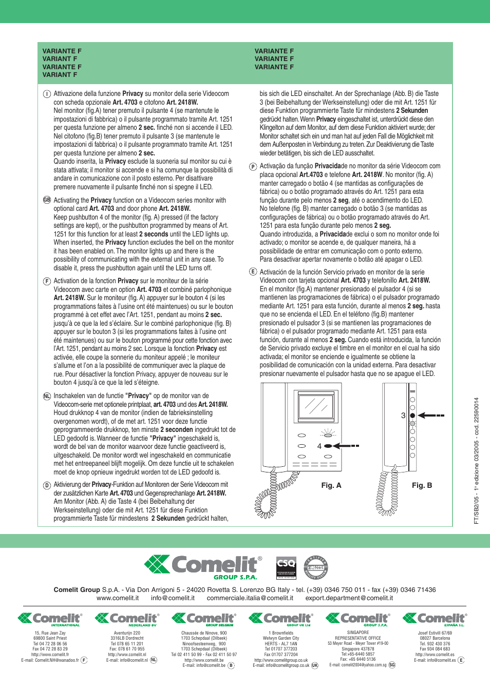 Fig. a fig. b | Comelit FT SB2 05 User Manual | Page 12 / 12