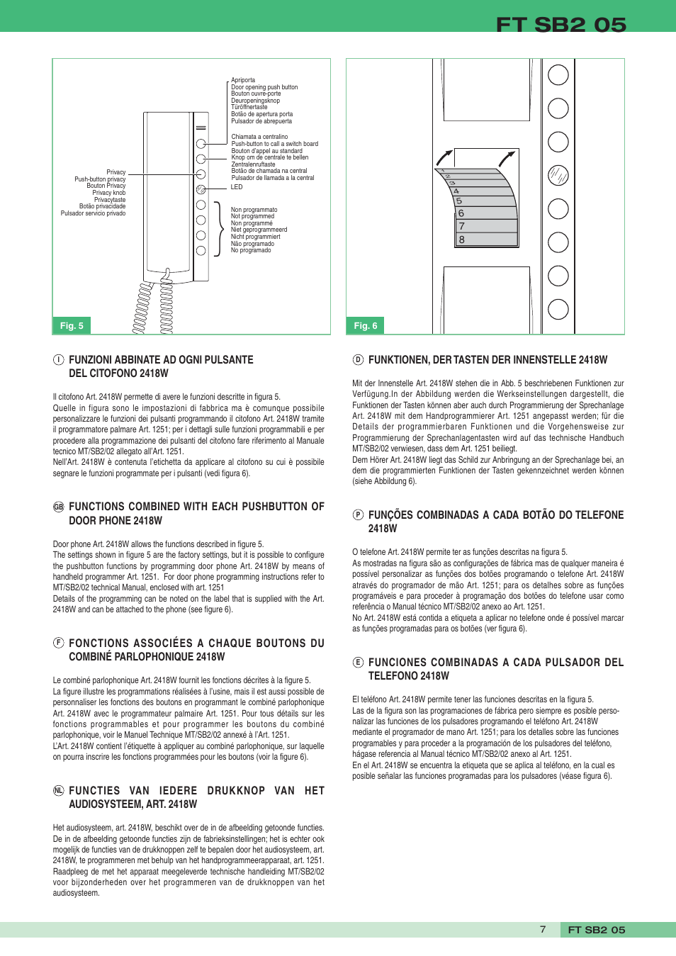 Ft sb2 05 | Comelit FT SB2 05 User Manual | Page 7 / 12