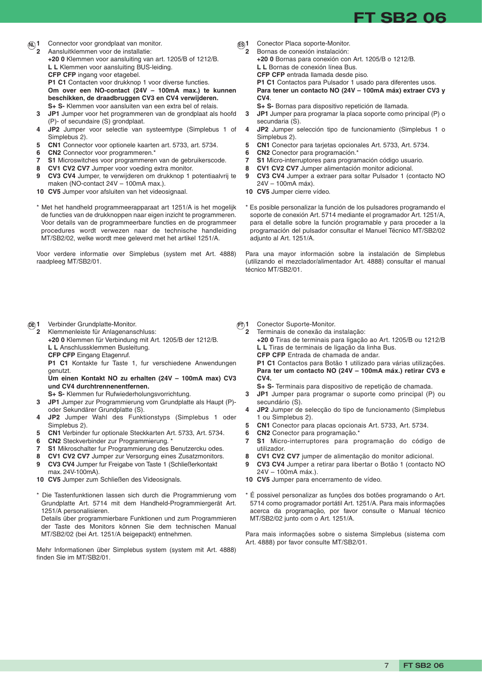 Ft sb2 06 | Comelit FT SB2 06 User Manual | Page 7 / 16