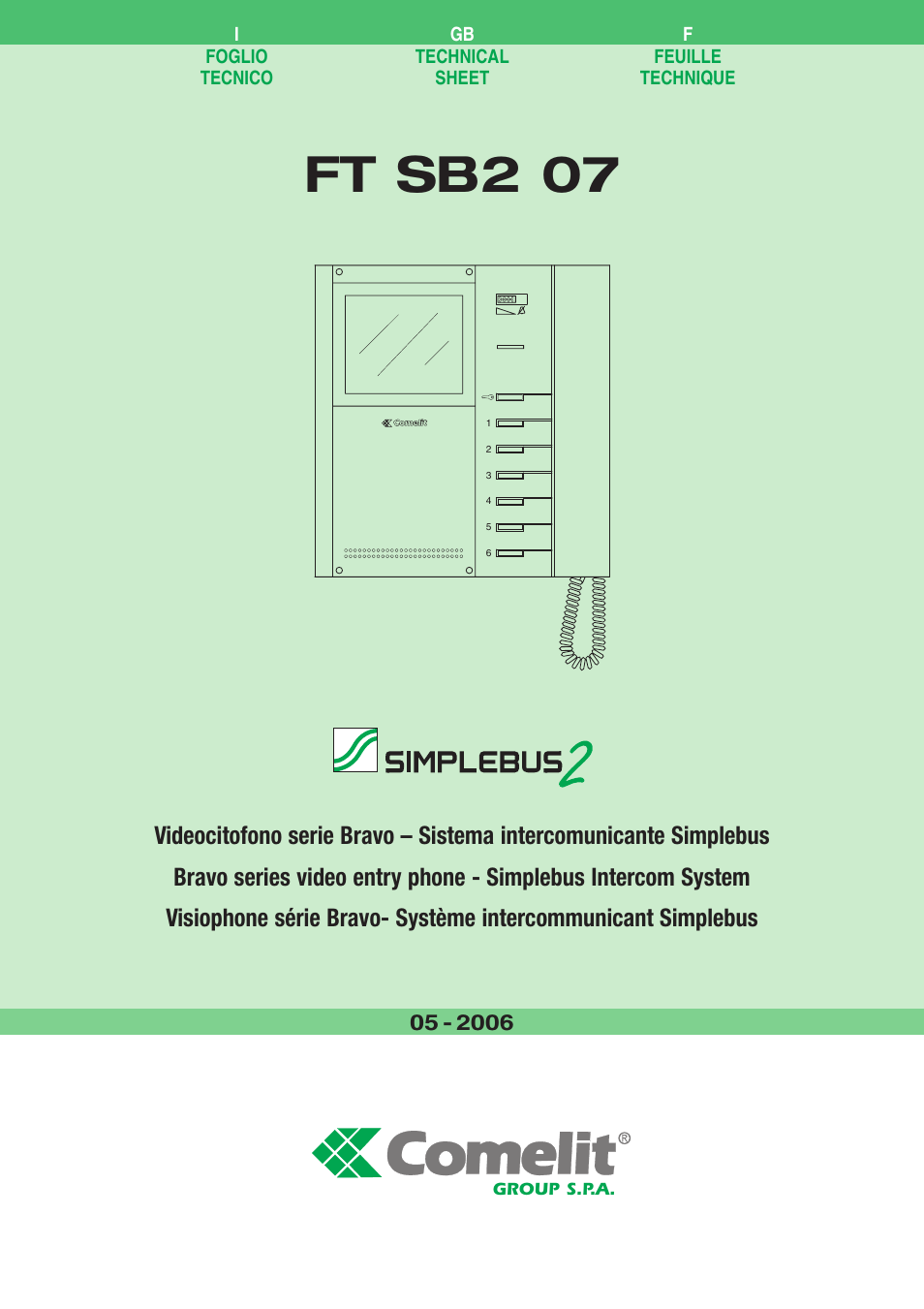 Comelit FT SB2 07 User Manual | 16 pages