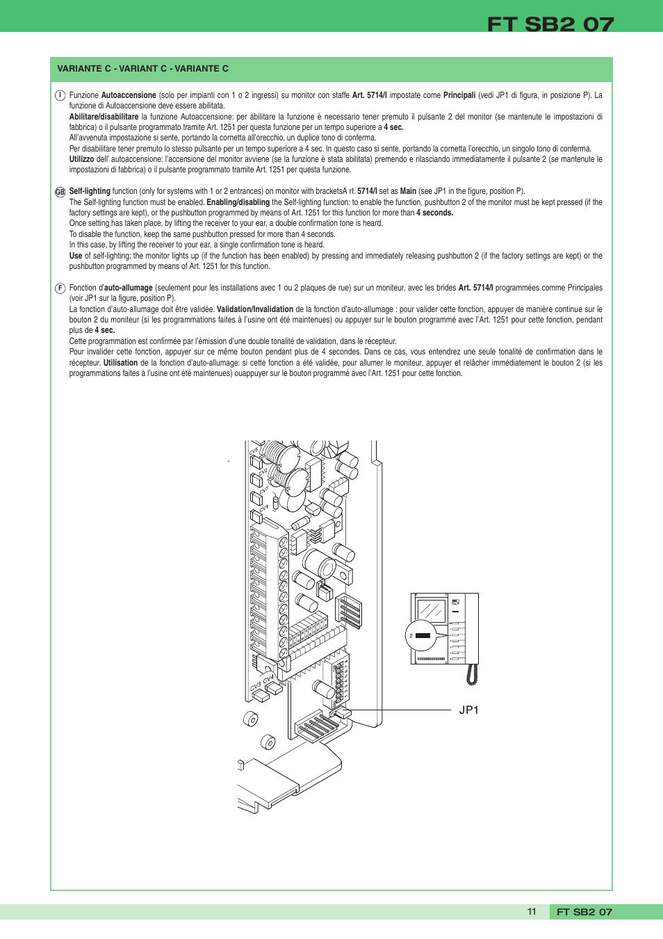 Ft sb2 07 | Comelit FT SB2 07 User Manual | Page 11 / 16