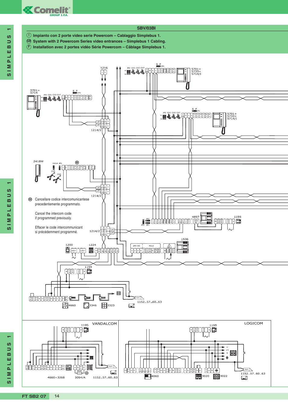 Comelit FT SB2 07 User Manual | Page 14 / 16