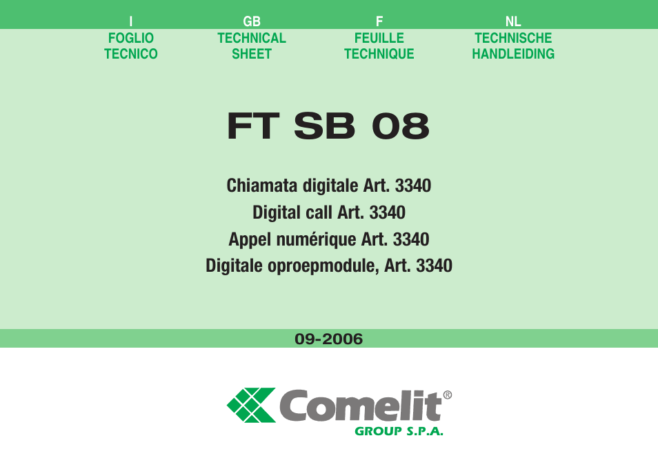 Comelit FT SB 08 User Manual | 80 pages