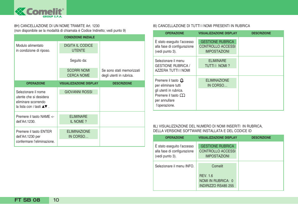 Comelit FT SB 08 User Manual | Page 12 / 80