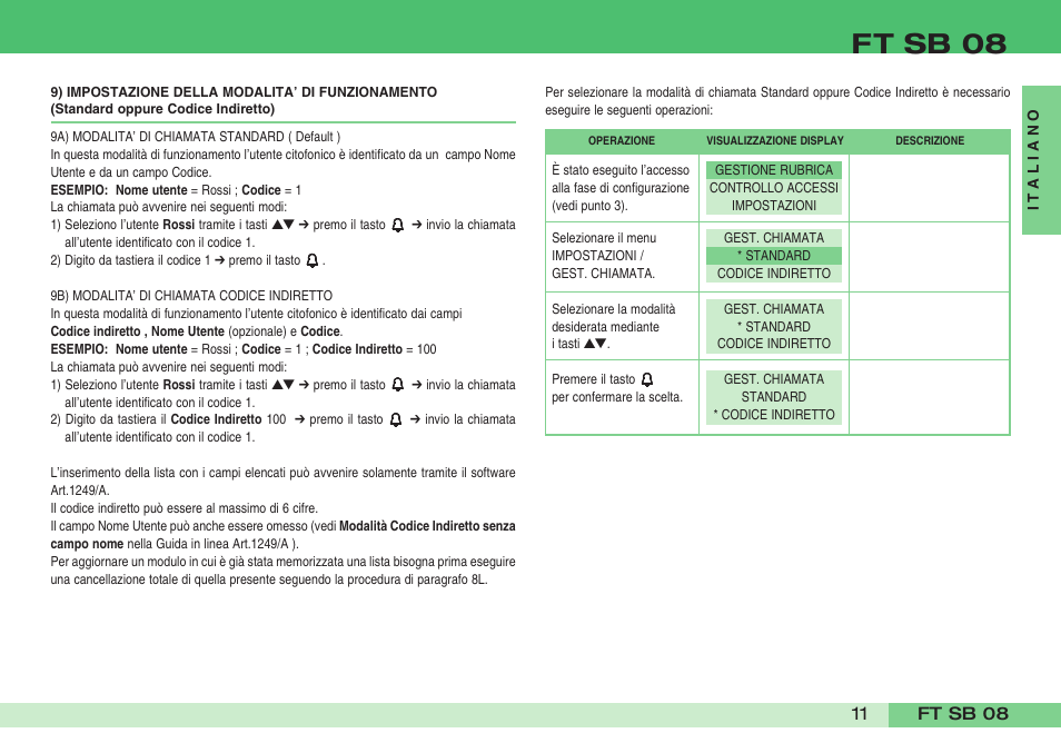 Ft sb 08 | Comelit FT SB 08 User Manual | Page 13 / 80