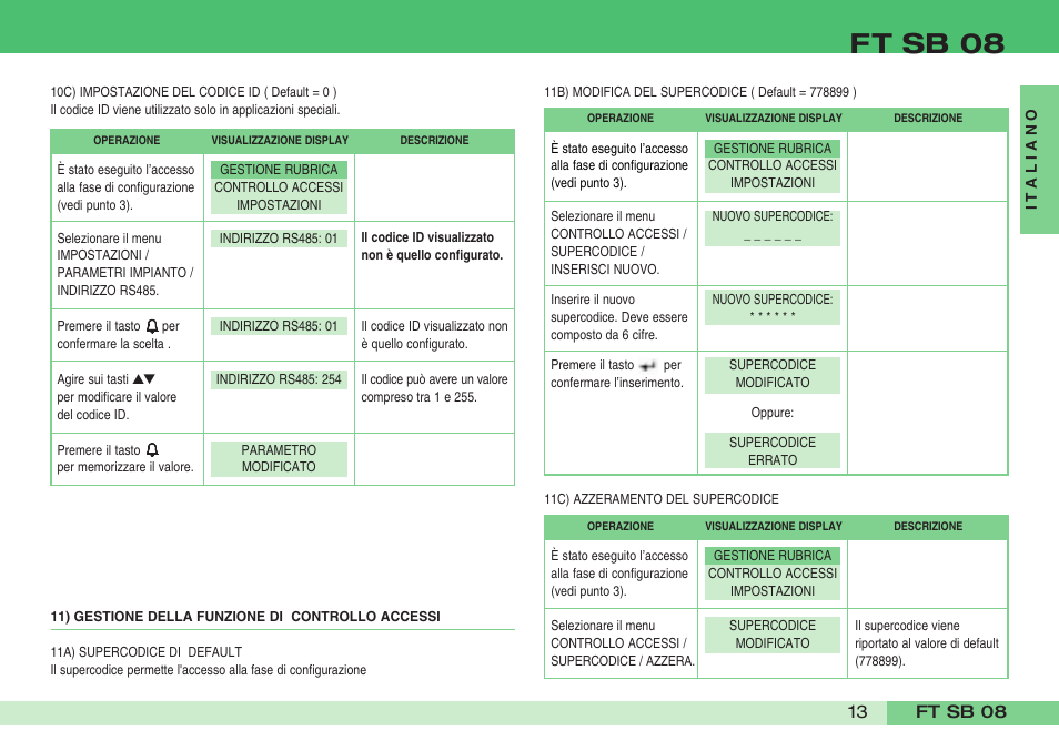 Ft sb 08 | Comelit FT SB 08 User Manual | Page 15 / 80