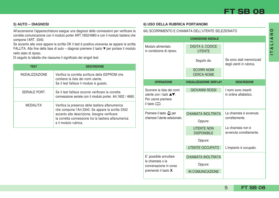 Ft sb 08 | Comelit FT SB 08 User Manual | Page 7 / 80