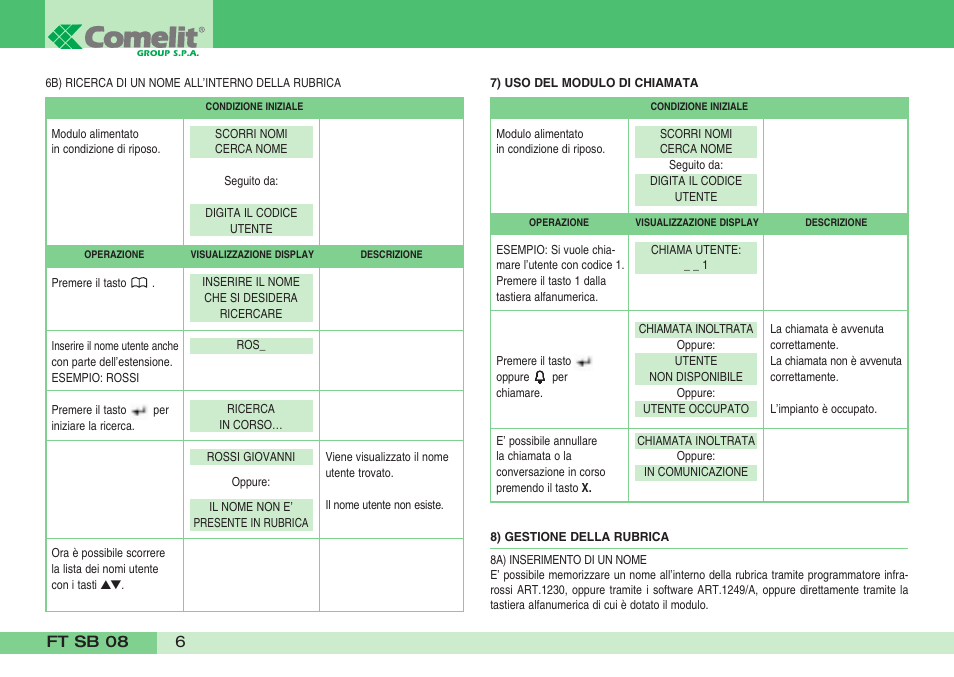 Comelit FT SB 08 User Manual | Page 8 / 80