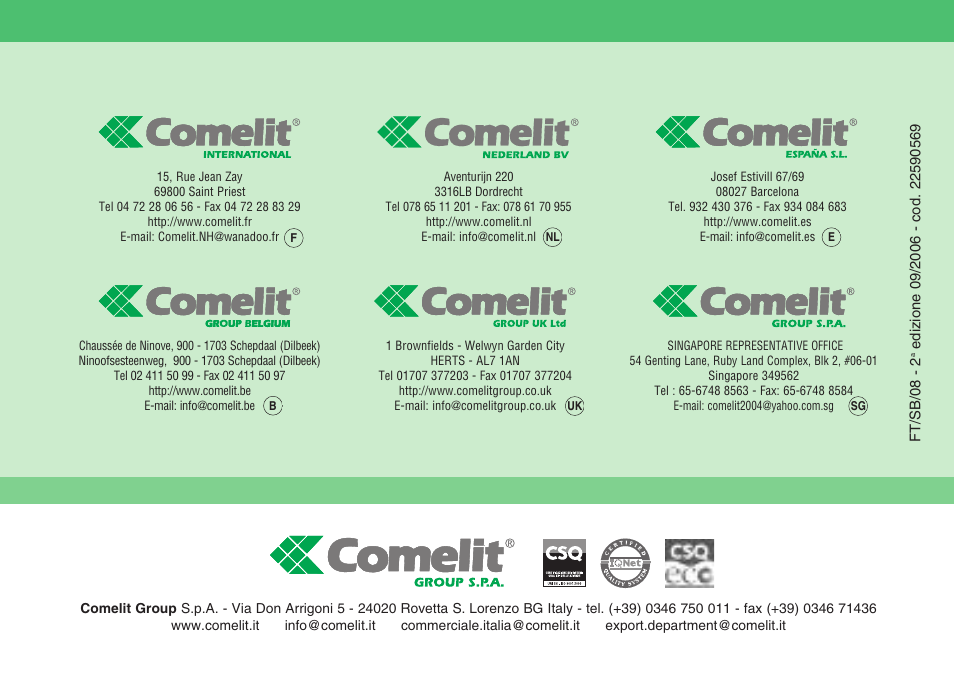 Comelit FT SB 08 User Manual | Page 80 / 80