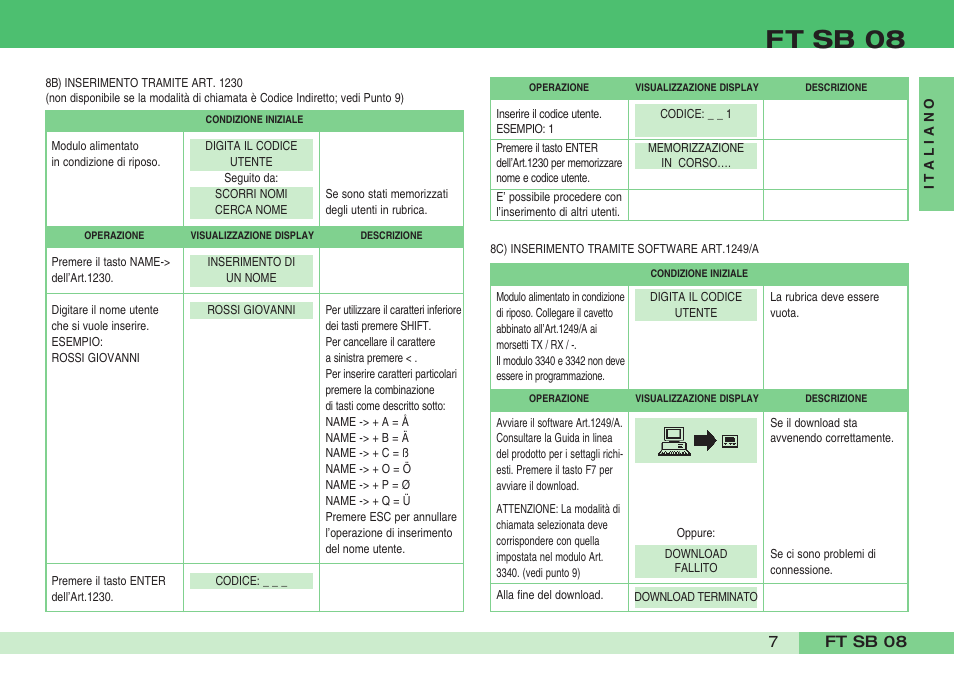 Ft sb 08 | Comelit FT SB 08 User Manual | Page 9 / 80