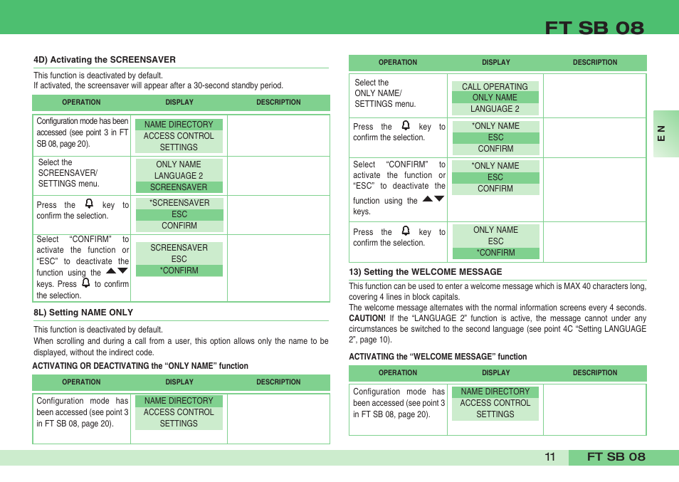 Ft sb 08 | Comelit FT SB 08 INT User Manual | Page 11 / 60