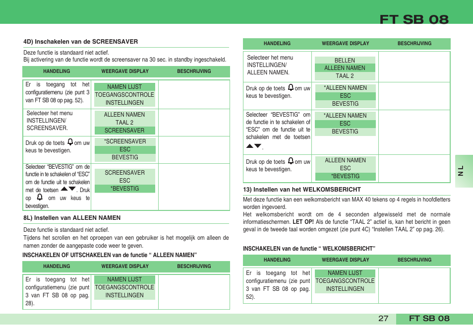 Ft sb 08 | Comelit FT SB 08 INT User Manual | Page 27 / 60