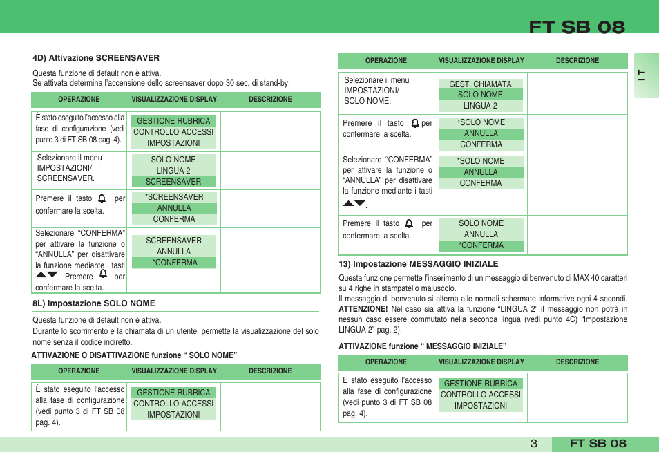 Ft sb 08 | Comelit FT SB 08 INT User Manual | Page 3 / 60