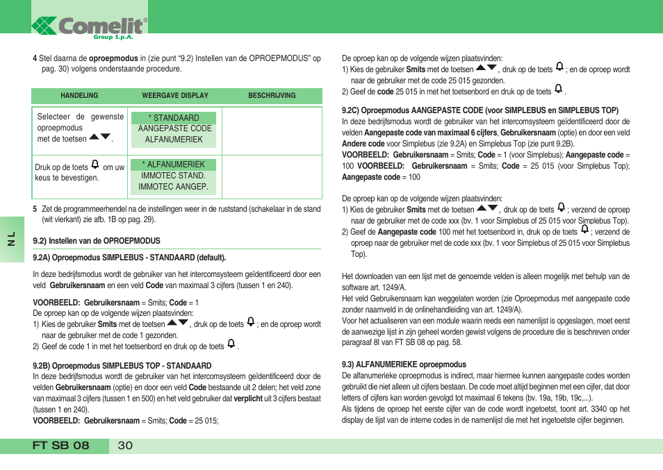 Comelit FT SB 08 INT User Manual | Page 30 / 60