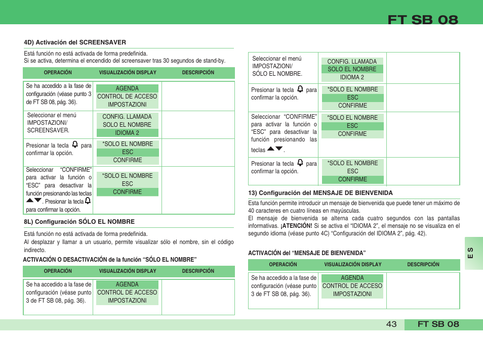 Ft sb 08 | Comelit FT SB 08 INT User Manual | Page 43 / 60