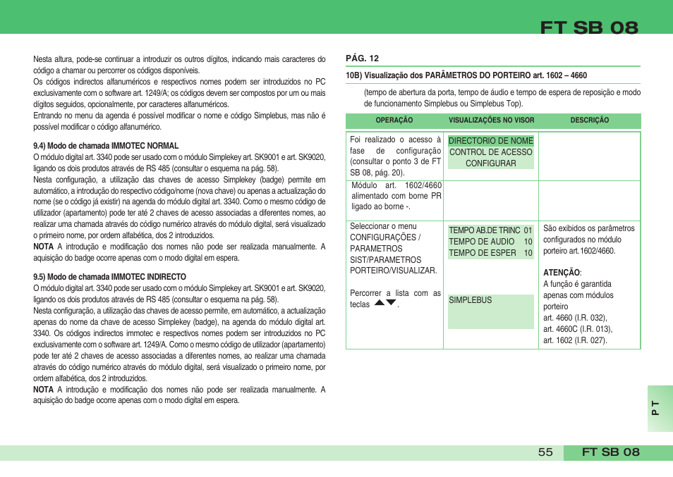 Ft sb 08 | Comelit FT SB 08 INT User Manual | Page 55 / 60