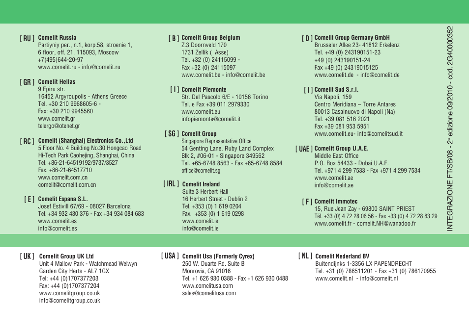 Comelit FT SB 08 INT User Manual | Page 60 / 60