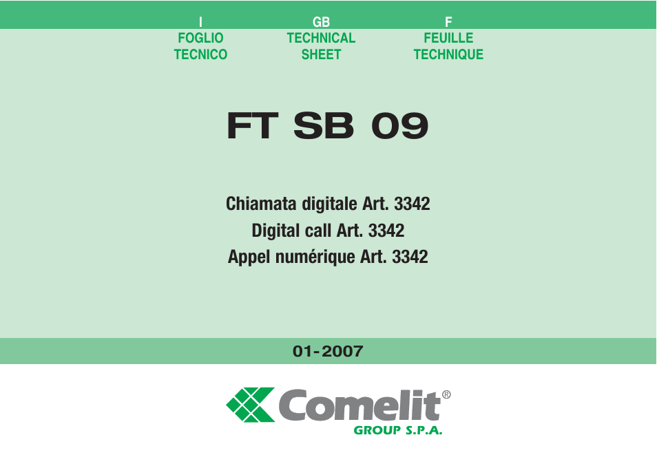 Comelit FT SB 09 User Manual | 32 pages