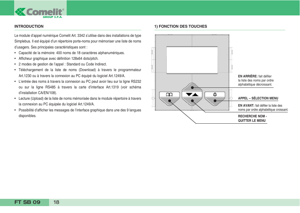 Comelit FT SB 09 User Manual | Page 20 / 32