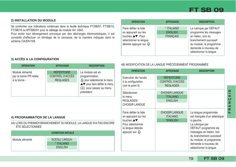 Ft sb 09 | Comelit FT SB 09 User Manual | Page 21 / 32